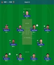 Best IPL 2023 Fantasy Team for IPL Match 9 - KKR vs RCB